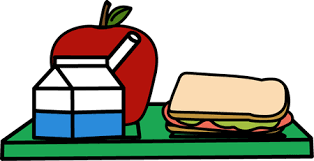 Milk, apple, sandwich on tray