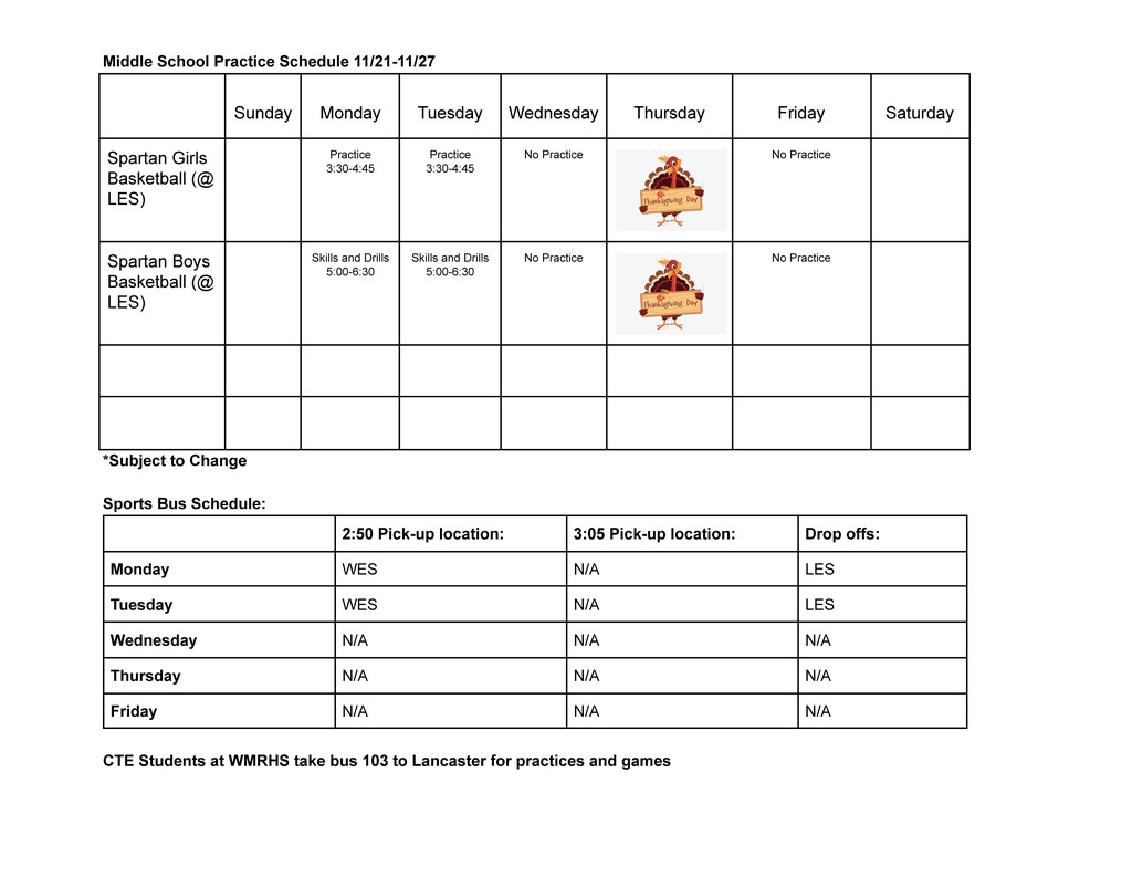 Athletic Schedule