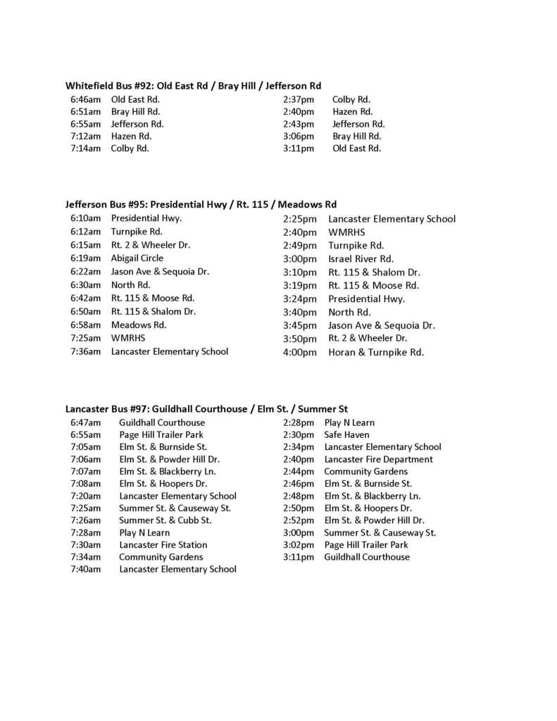 22/23 school year bus schedule
