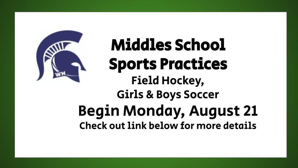 Middle school sports practices